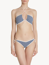 Bandeau Bikini top in blue gingham seersucker_1