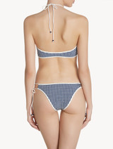 Bandeau Bikini top in blue gingham seersucker_2