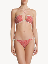 Bandeau Bikini top in red gingham seersucker_1