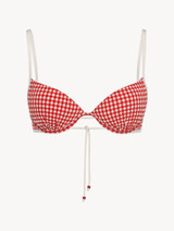 Underwired Bikini top in red gingham seersucker_0