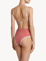 Underwired Bikini top in red gingham seersucker_2