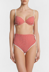 Underwired Bikini top in red gingham seersucker_1