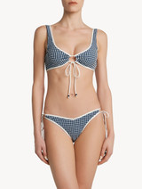 Bikini top in blue gingham seersucker_1