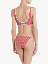Bikini top in red gingham seersucker_2