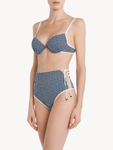 High-waisted Bikini Briefs in blue gingham seersucker_1