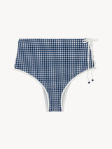 High-waisted Bikini Briefs in blue gingham seersucker_0