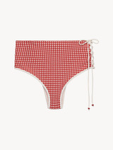 High-waisted Bikini Briefs in red gingham seersucker_0