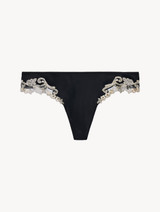 Black silk satin thong with frastaglio_0