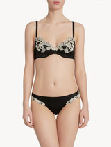 Black silk Underwired Bra with ivory frastaglio_1