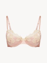 Powder pink silk Underwired Bra with ivory frastaglio_0