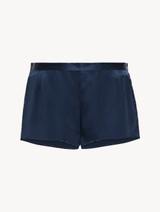 Navy blue silk pajama shorts_0