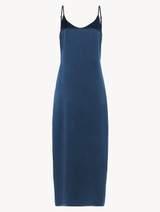 Nightdress in navy blue silk_0
