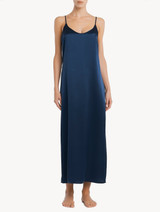Nightdress in navy blue silk_1