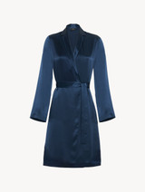 Short robe in navy blue silk_0