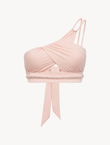 Asymmetric Bikini Top in rose pink_0
