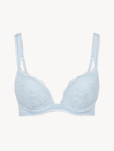 Push-up Bra in blue Lycra with Leavers lace_0