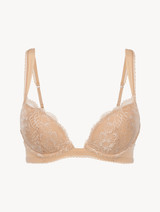 Push-up Bra in beige Lycra with Leavers lace_0