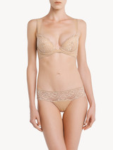Push-up Bra in beige Lycra with Leavers lace_1
