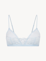 Triangle Bra in blue Lycra with Leavers lace_0
