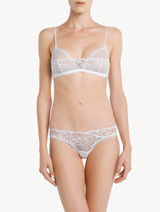Triangle Bra in white Lycra with Leavers lace_2