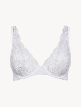 Underwired Bra in white Lycra with Leavers lace_0