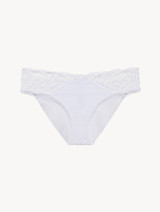 Medium Brief in white Lycra with Leavers lace_0