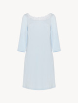Nightgown in blue stretch modal jersey with Leavers lace_0