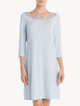 Nightgown in blue stretch modal jersey with Leavers lace_1
