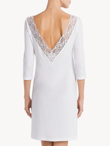 Nightgown in white stretch modal jersey with Leavers lace_2