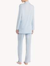 Blue pajama set in stretch modal jersey with Leavers lace_2