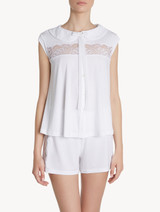 White pyjamas in stretch modal jersey with Leavers lace_1