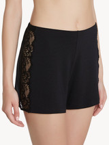Black pyjamas in stretch modal jersey with Leavers lace_3