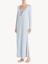 Nightgown in blue modal stretch with Leavers lace_1