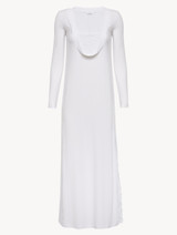 Nightgown in white modal stretch with Leavers lace_0