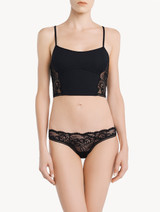 Bralette in black Lycra with Leavers lace_1