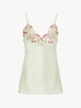 Camisole in pale green silk with embroidered tulle_0