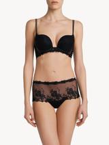 Push-up Bra in black silk satin with embroidered tulle_1