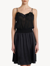 Nightgown in black silk satin and embroidered tulle_1