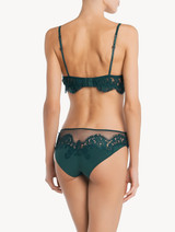 Push-Up Bra in dark green silk georgette with Leavers lace_2