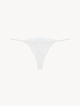 Thong in off-white Leavers lace_0