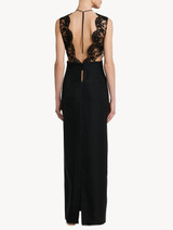 Halterneck nightgown in black silk with Leavers lace_2