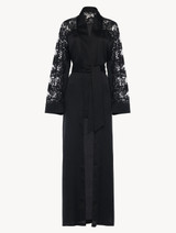 Robe in black silk and Leavers lace_0