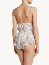 Playsuit in off-white silk with Leavers lace_2
