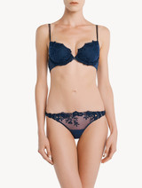 Push-up Bra in blue Lycra with embroidered tulle_1