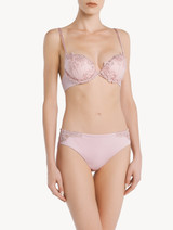 Push-up Bra in pink Lycra with embroidered tulle_1