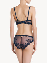 Bandeau Bra in blue Lycra with embroidered tulle_2