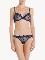 Underwired Bra in blue Lycra with embroidered tulle_1