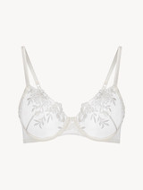 Underwired Bra in off-white Lycra with embroidered tulle_0