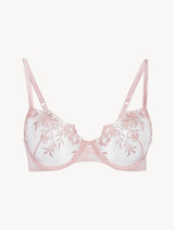 Underwired Bra in pink Lycra with embroidered tulle_0