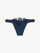 Brazilian Brief in blue Lycra with embroidered tulle_0